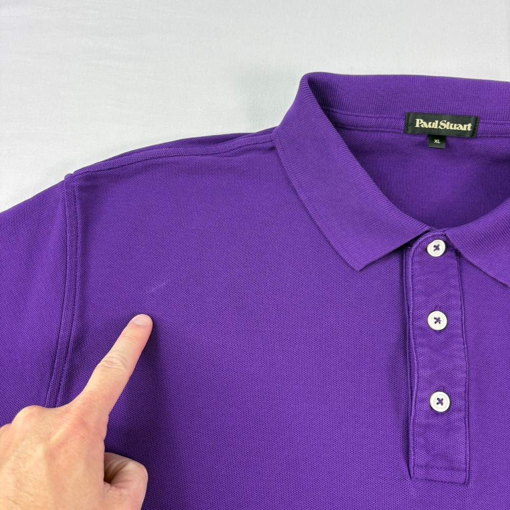 Paul Stuart Polo Shirt Men XL Purple Slim Fit Pima Cotton Stretch Preppy - Picture 4 of 10